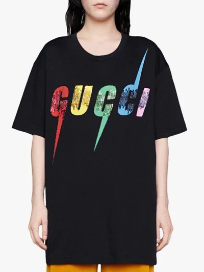 Shop Gucci Oversize T-shirt With  Blade Print In Black