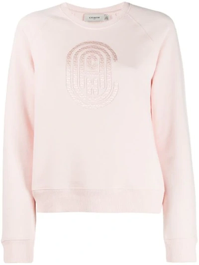 Shop Coach Logo Embroidered Sweatshirt In Pink