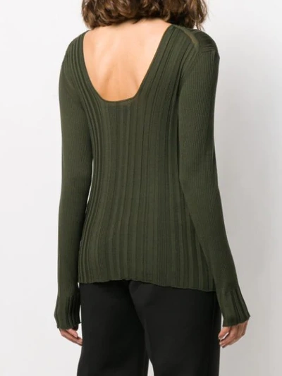 Shop Courrèges Ribbed Sweater In Green