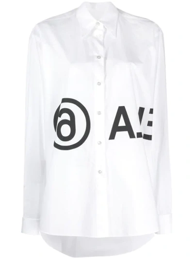 Shop Mm6 Maison Margiela Logo Printed Shirt In White
