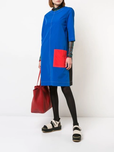 Shop Marni Colour Block Shift Dress - Blue