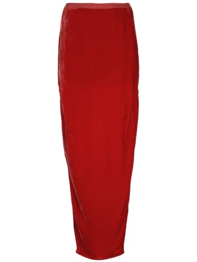 Shop Rick Owens Side Slits Long Skirt In Red