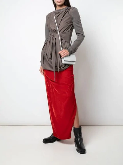 Shop Rick Owens Side Slits Long Skirt In Red