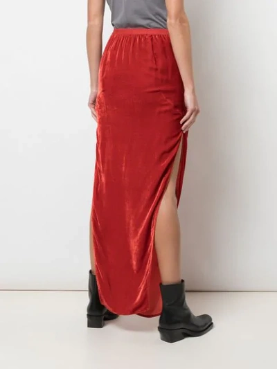 Shop Rick Owens Side Slits Long Skirt In Red
