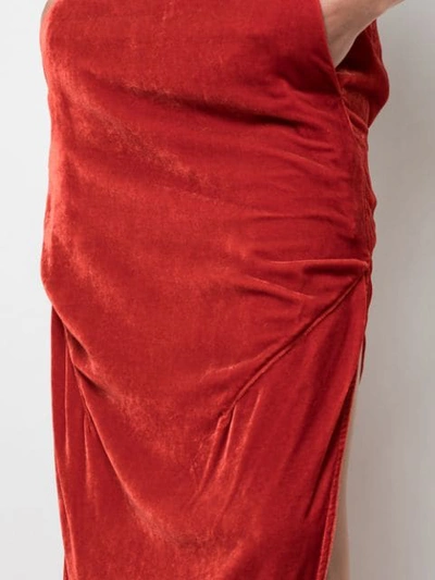 Shop Rick Owens Side Slits Long Skirt In Red
