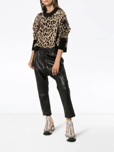Shop Moncler Leopard-print Knitted Jumper In Brown