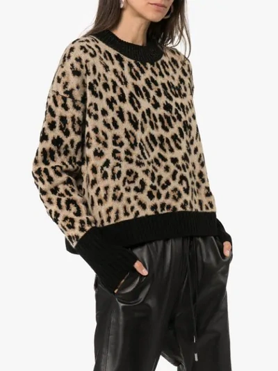 Shop Moncler Leopard-print Knitted Jumper In Brown