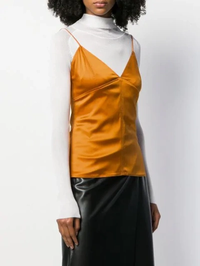 Shop Bottega Veneta Paneled Spaghetti Strap Vest In Orange