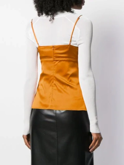 Shop Bottega Veneta Paneled Spaghetti Strap Vest In Orange