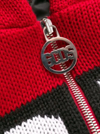 Shop Gcds Logo Knit Hoodie In Red