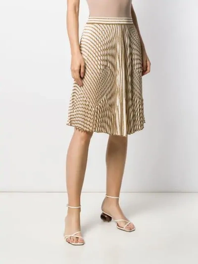 Shop Missoni Glitter Stripe Pleated Skirt In Neutrals