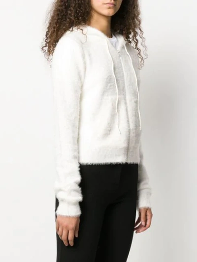 Shop Pinko Long Sleeve Textured Hoodie In White