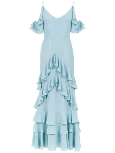 Shop Patbo Ruffle Maxi Dress - Blue