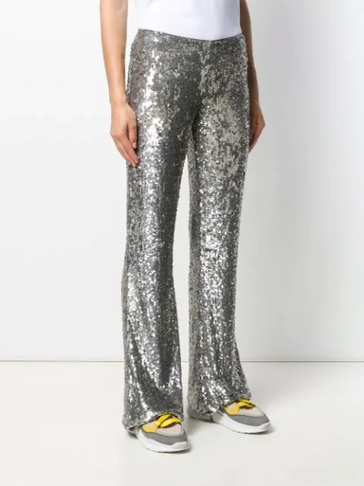 Shop P.a.r.o.s.h. Sequinned Flared Trousers In Silver