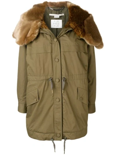 Shop Stella Mccartney Fur Trimmed Parka Coat In Green