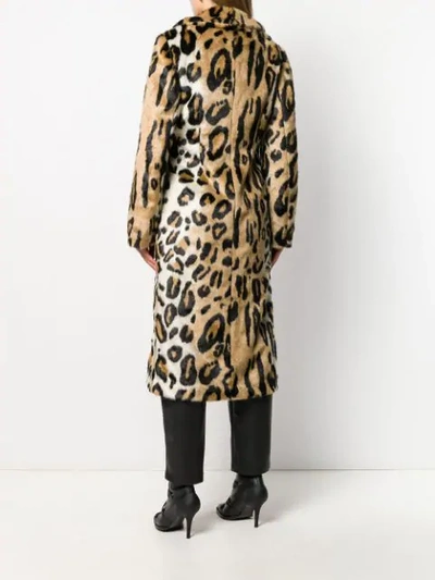 Shop Versace Leopard Print Double-breasted Coat In Brown