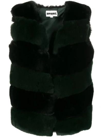 Shop Apparis Ritana Faux Fur Padded Vest In Noir Emerald