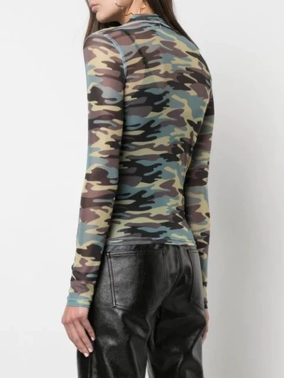 Shop Sandy Liang Camouflage Long Sleeve Top In Green