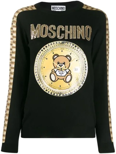 Shop Moschino Teddy Bear Jumper In Black