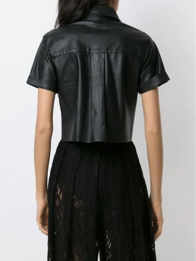 Shop Andrea Bogosian Leather Cropped Shirt In Black