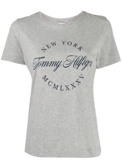 Shop Tommy Hilfiger Cotton Logo T-shirt In Grey