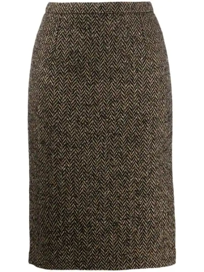 Shop Red Valentino Chevron Pencil Skirt In Neutrals