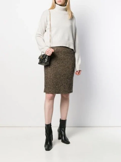 Shop Red Valentino Chevron Pencil Skirt In Neutrals