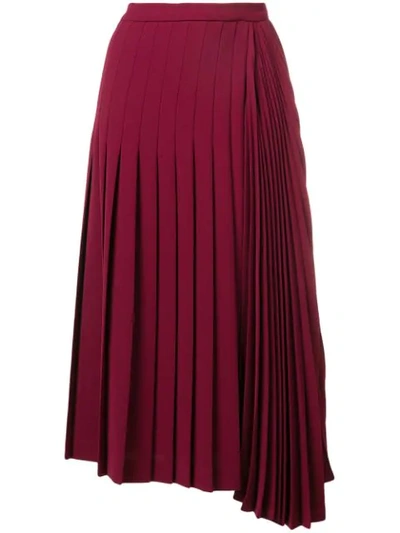 Shop Vivetta Pleated Midi Skirt In Red