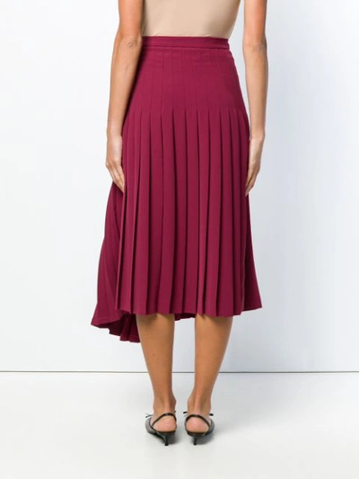 Shop Vivetta Pleated Midi Skirt In Red