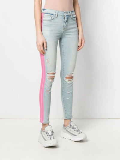 Shop Amiri Side Stripe Skinny Jeans In Blue