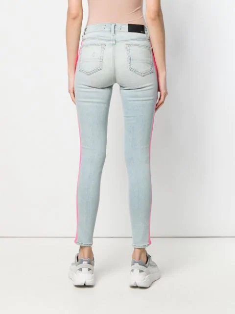 blue jeans with red stripe
