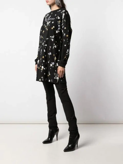 Shop Givenchy Floral Print Sweatshirt Dress In Black