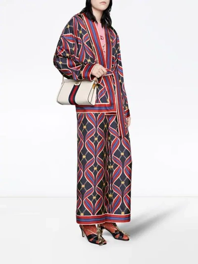 Shop Gucci Kimono Mit Bänder-print In Red