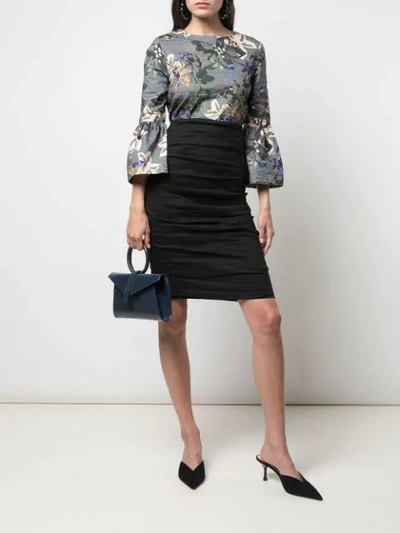 Shop Nicole Miller Sandy Ruched Skirt In Black