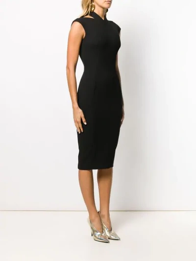Shop Victoria Beckham Halter Neck Fitted Dress In Black