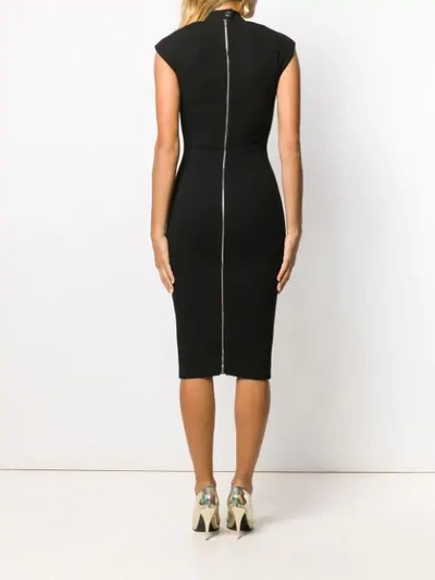 Shop Victoria Beckham Halter Neck Fitted Dress In Black