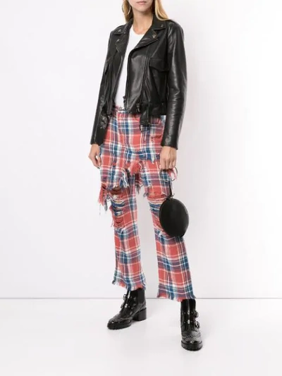 Shop R13 Plaid Distressed Trousers In Orange