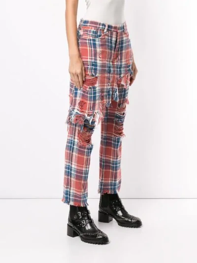 Shop R13 Plaid Distressed Trousers In Orange