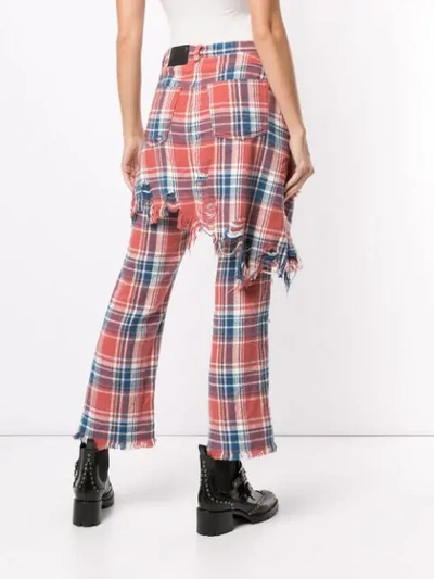 Shop R13 Plaid Distressed Trousers In Orange