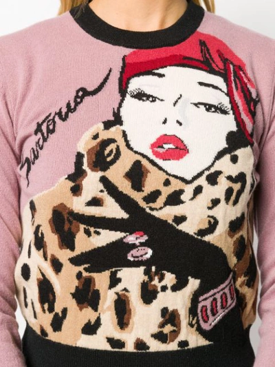 Shop Dolce & Gabbana Print Crew Neck Knitted Top In Pink