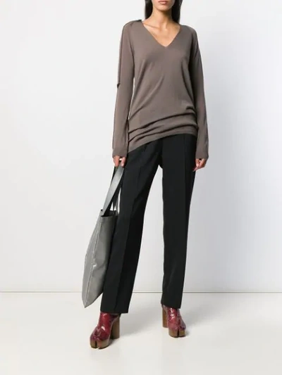 Shop Rick Owens V-neck Knitted Sweater In Neutrals