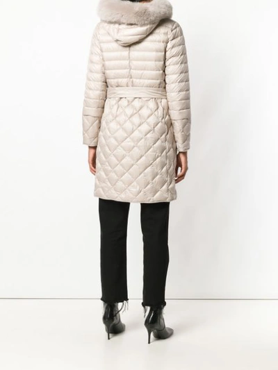 Shop Max Mara Belted Puffer Coat In Neutrals