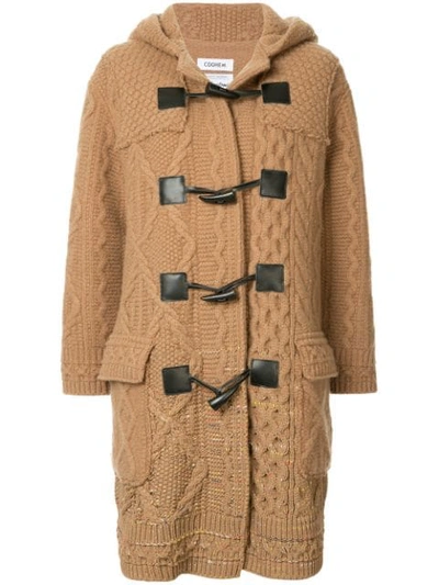 Shop Coohem Knitted Duffle Coat - Brown