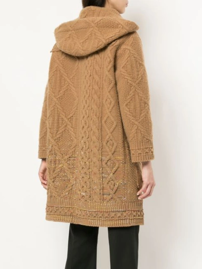 Shop Coohem Knitted Duffle Coat - Brown