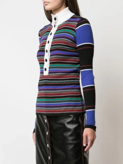 Shop Proenza Schouler Pswl Rugby Striped Turtleneck Sweater In Black