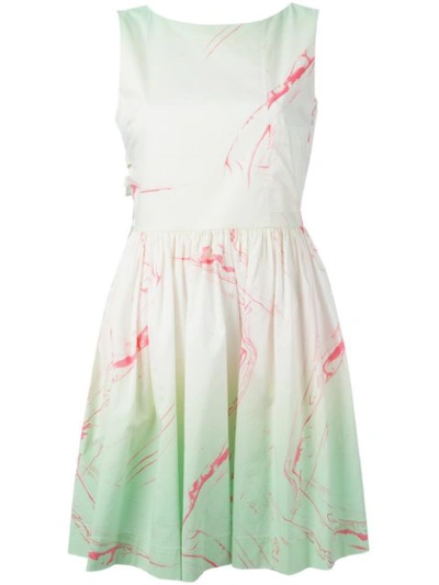 Shop Marc By Marc Jacobs Marble Print Flared Dress In Green