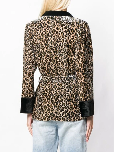 Shop Gold Hawk Leopard Print Velvet Blazer In Brown