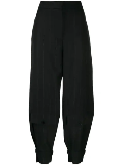 Shop Stella Mccartney Cropped Pinstriped Trousers In 1000 Black