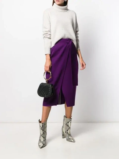 Shop Rochas Wrap Midi Skirt In Purple