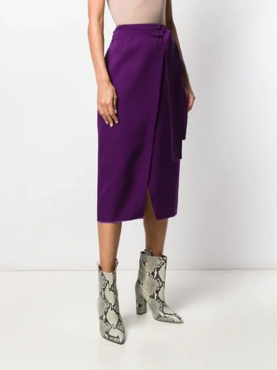 Shop Rochas Wrap Midi Skirt In Purple